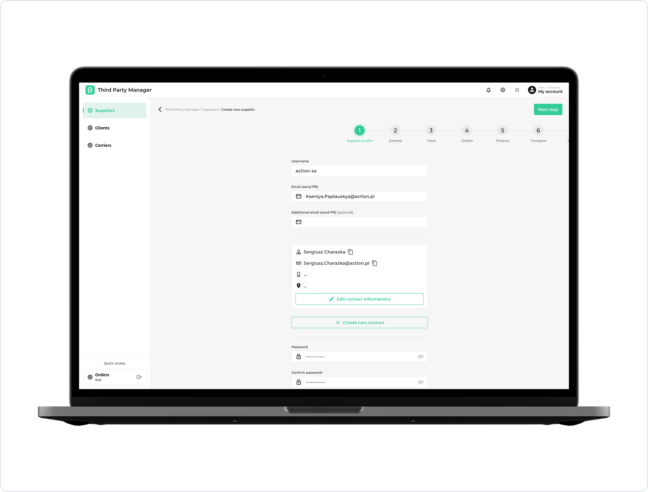 Order tracking dashboard.