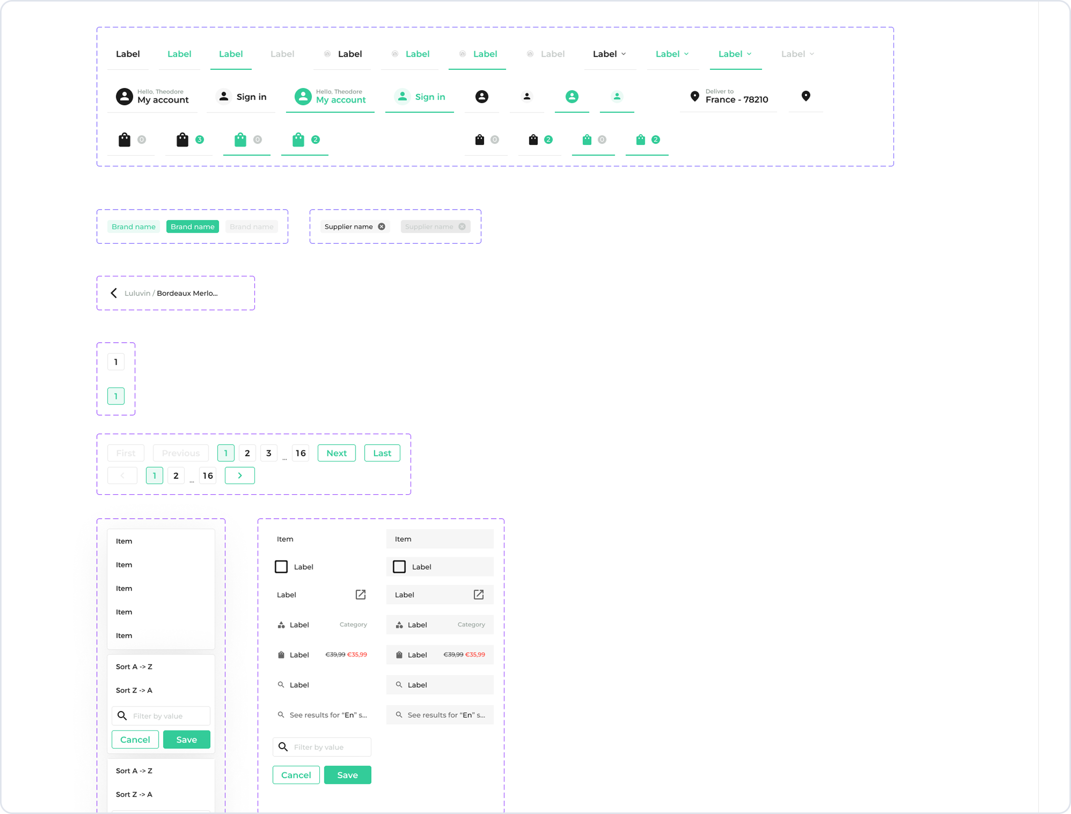 Navigation components, tabs, pagination, etc...