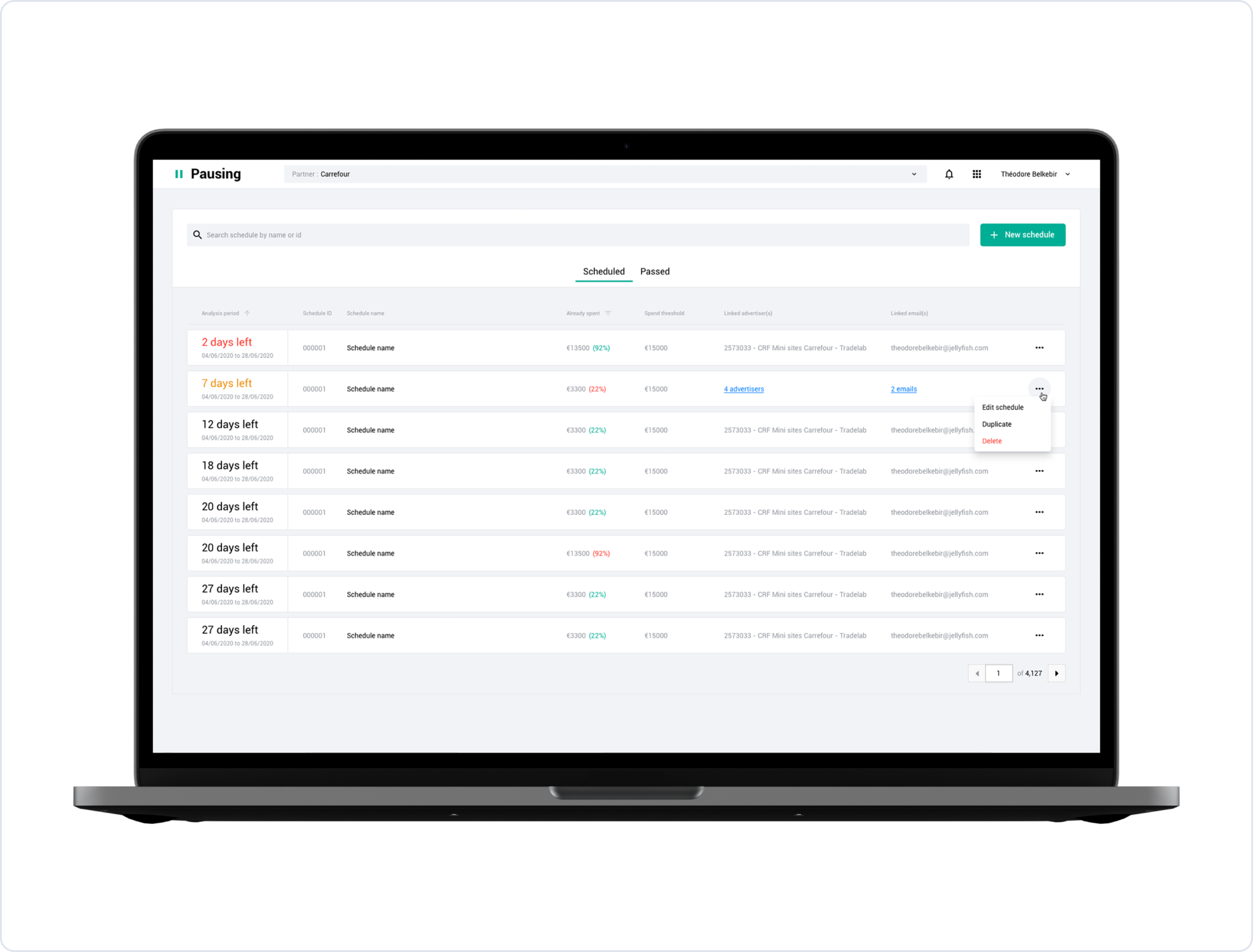 Reporting and analytics view.