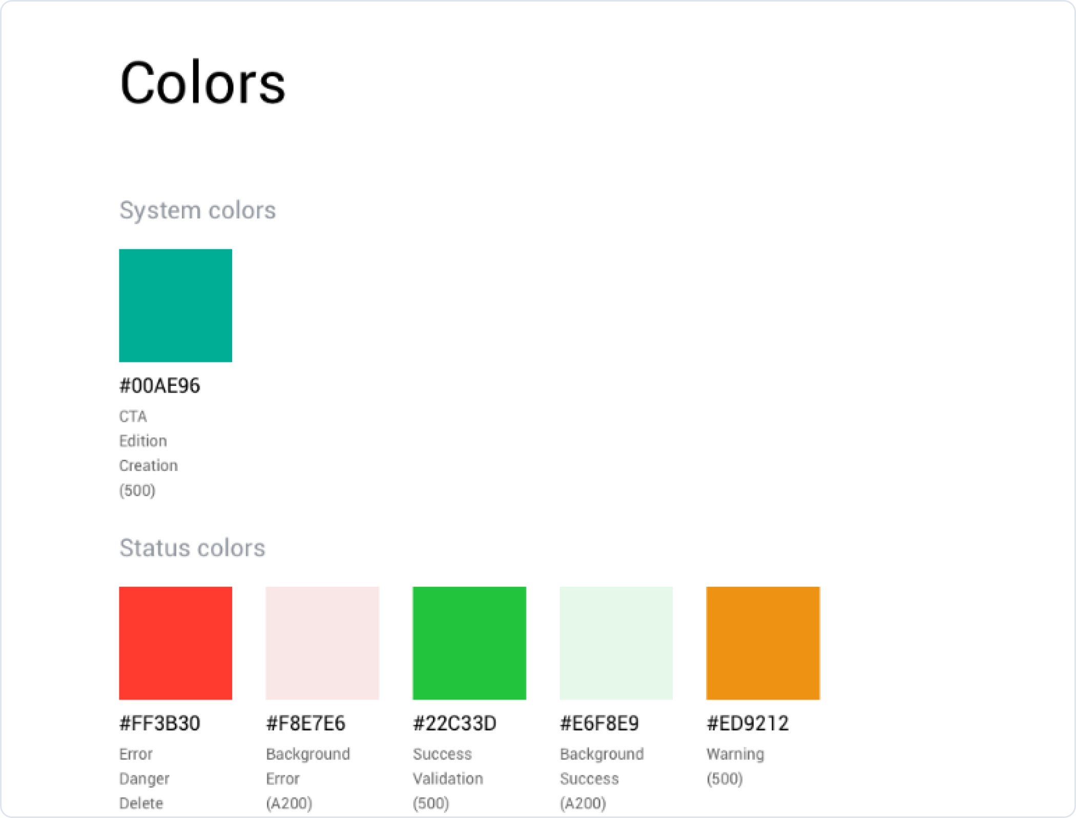 Color tokens.