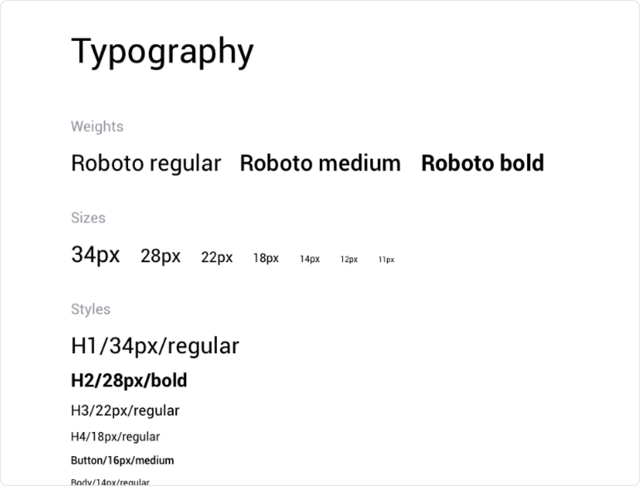 Typography and text styles.