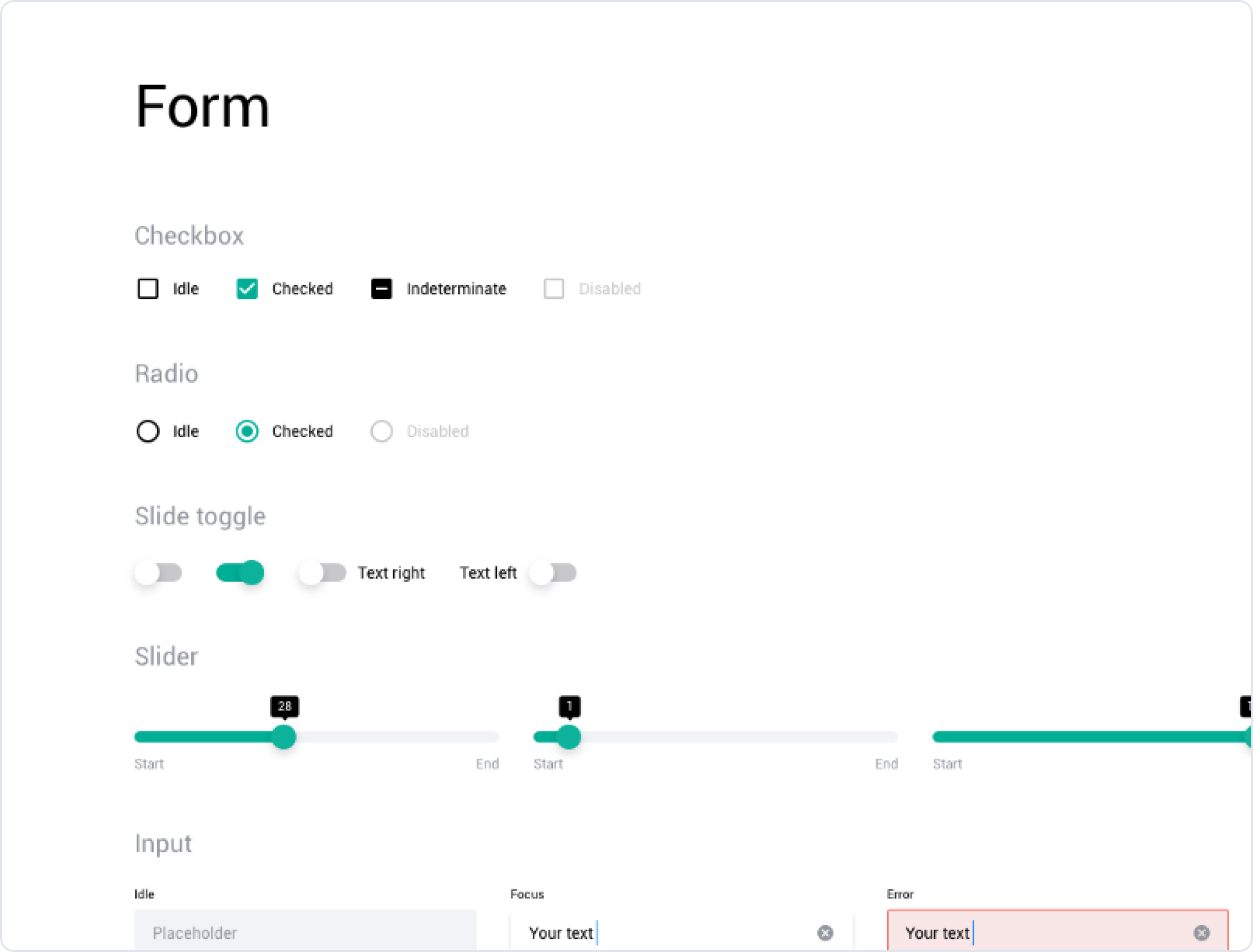 Form inputs and controls.