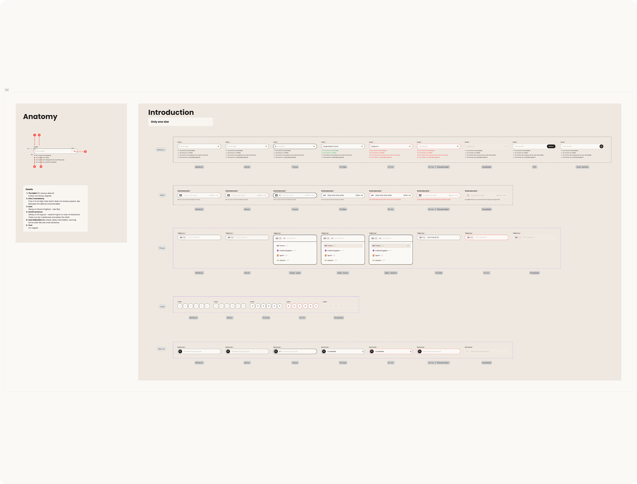 Inputs status component.