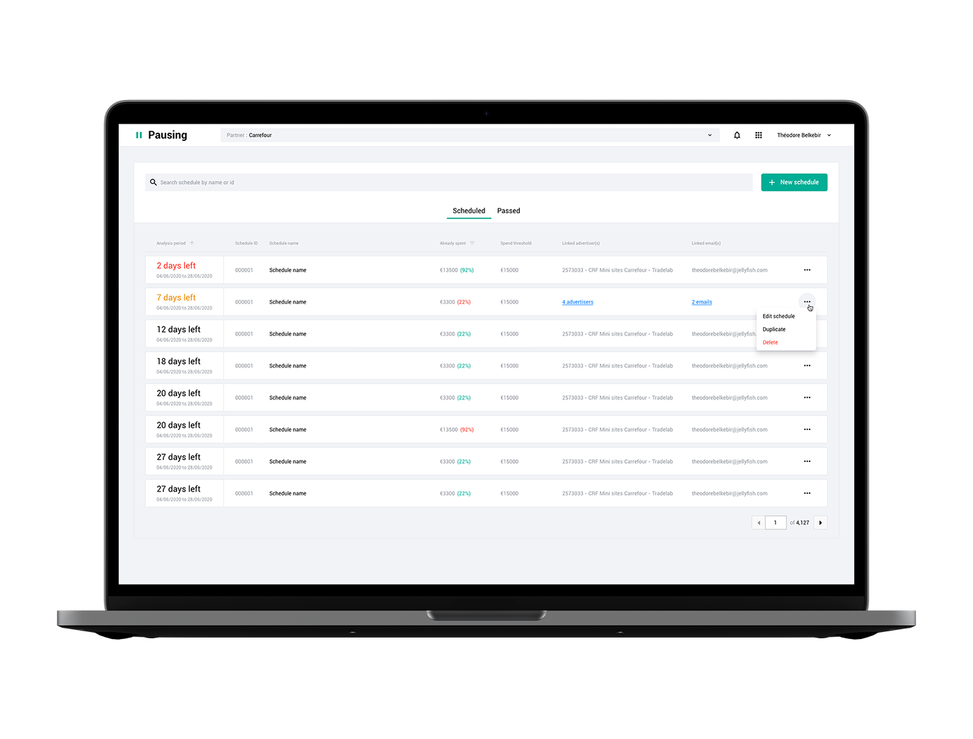 Trading tool — campaign setup.
